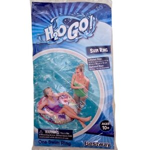 New Large Inflatable Swim Ring Tube Float Colorful Tropical Bestway H2O Go!